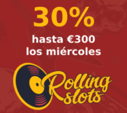 30% hasta 300€ los miércoles en Rolling Slots
